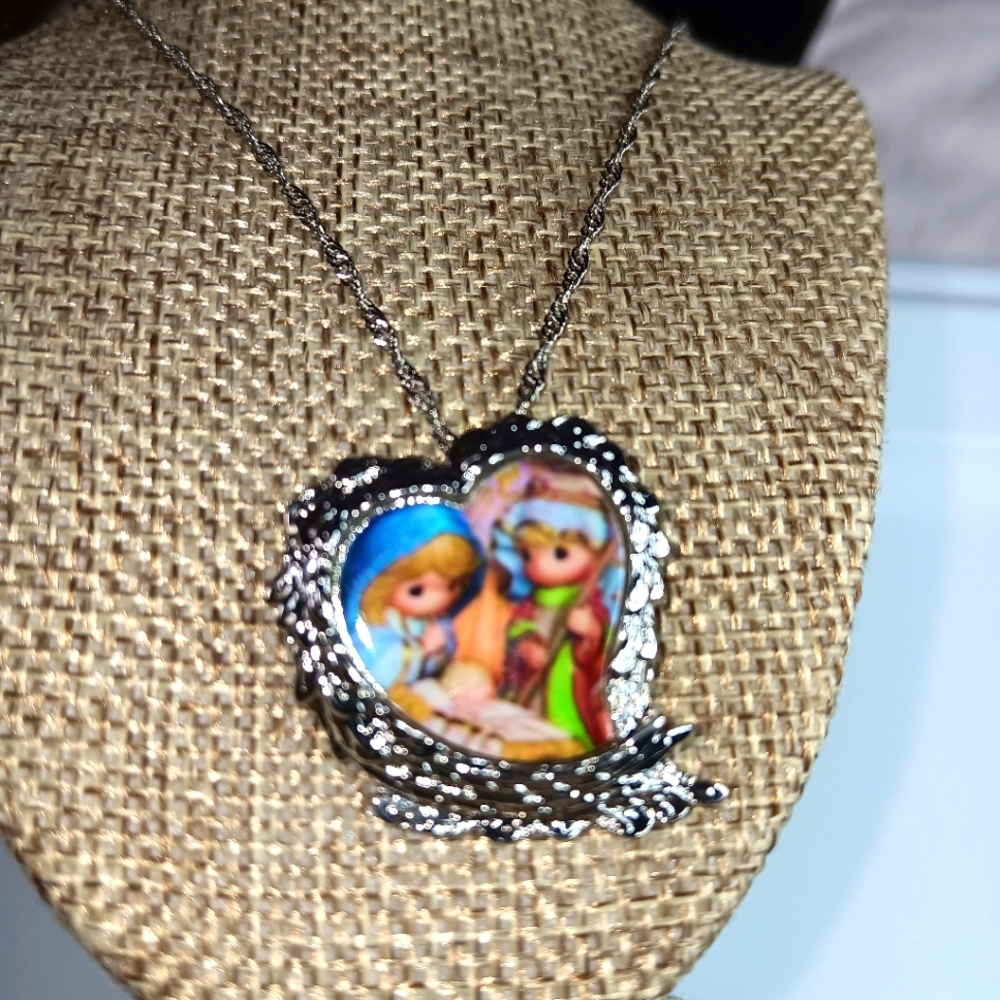 Heart-Shaped Silver Tone 22" Precious Moment Pendant Necklace - NWOT
